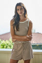 Knit Rayon Striped Sleeveless Top (Set Option)