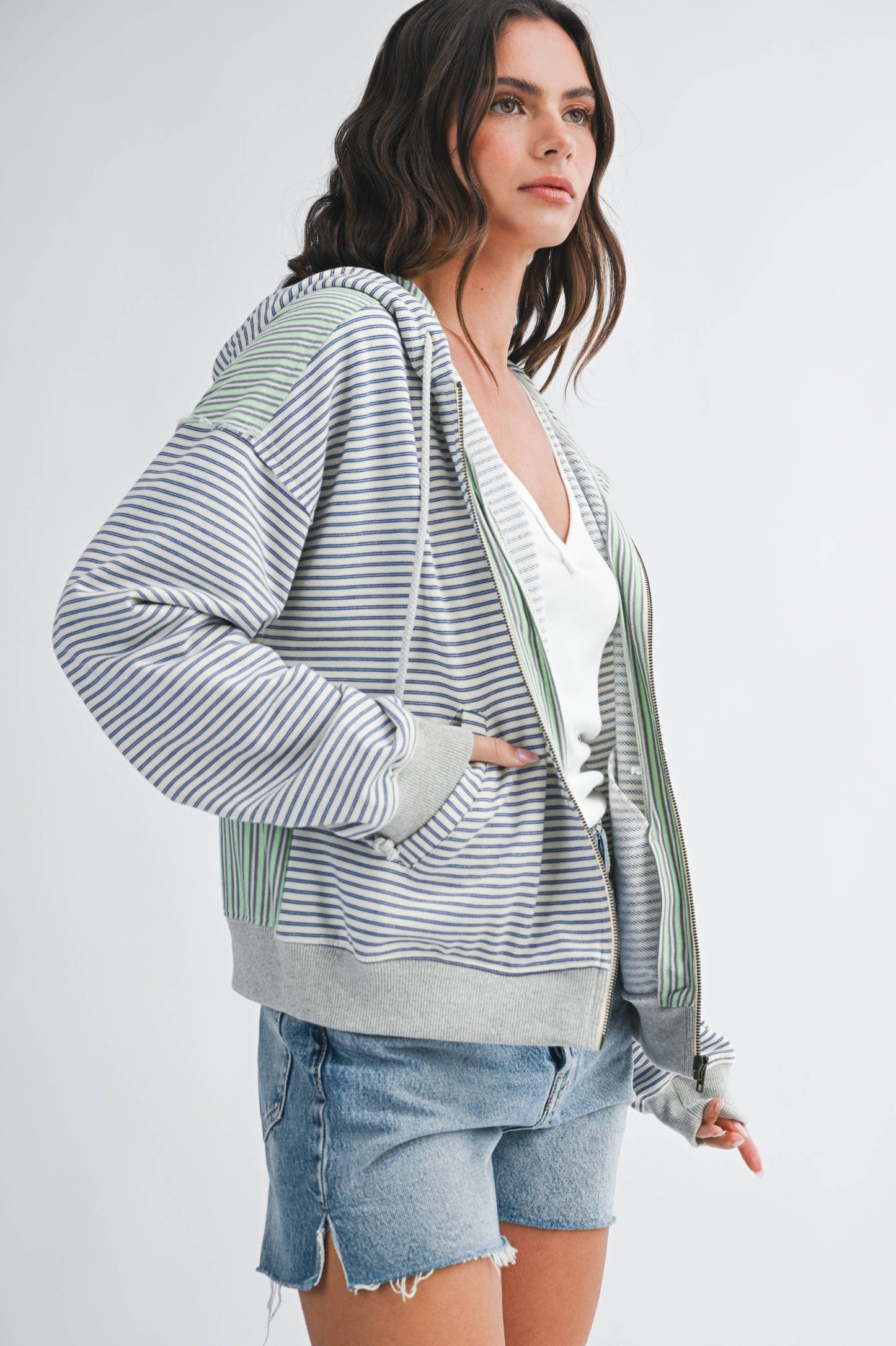 5189HK Striped Zip Hoodie