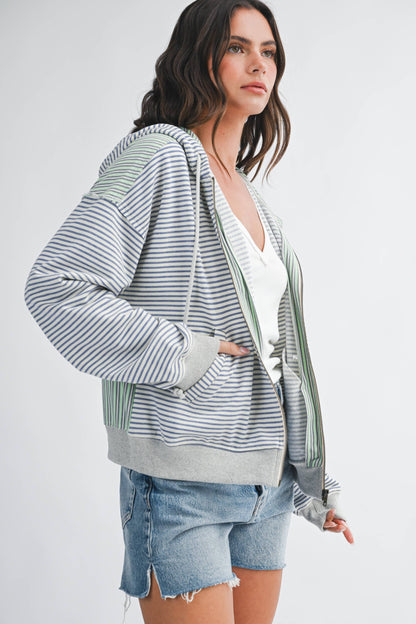 5189HK Striped Zip Hoodie