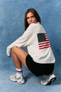 COLLARED "USA" FLAG HALF ZIP SWEATER