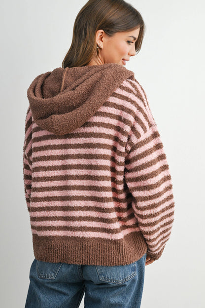 Pink Combo Stripe Zip-Up