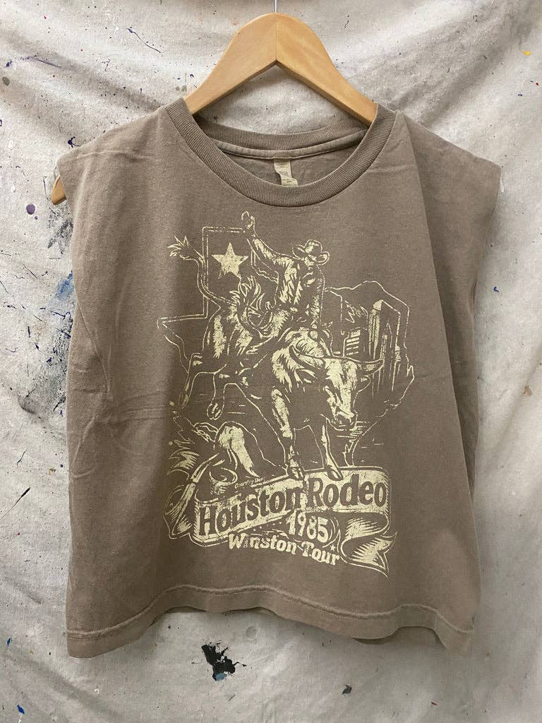 Houston Rodeo 1985 Finals Boxy Midriff Muscle top