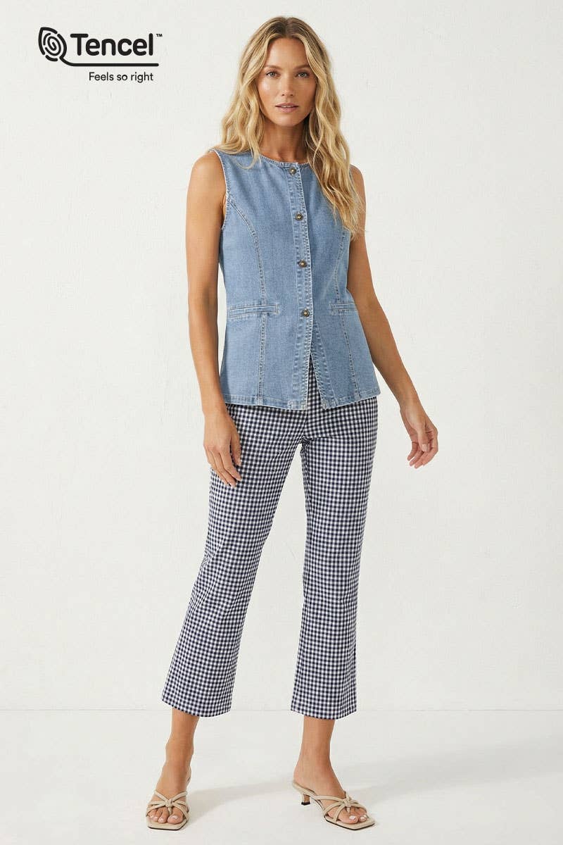 Sleeveless Denim Vest Top