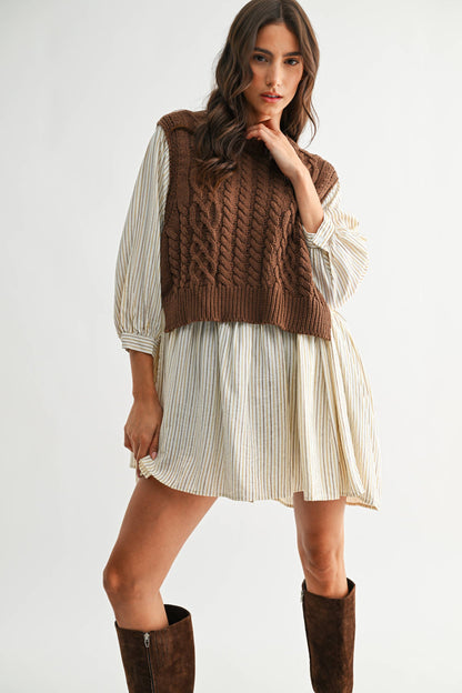 Layered Knit Sweater Dress