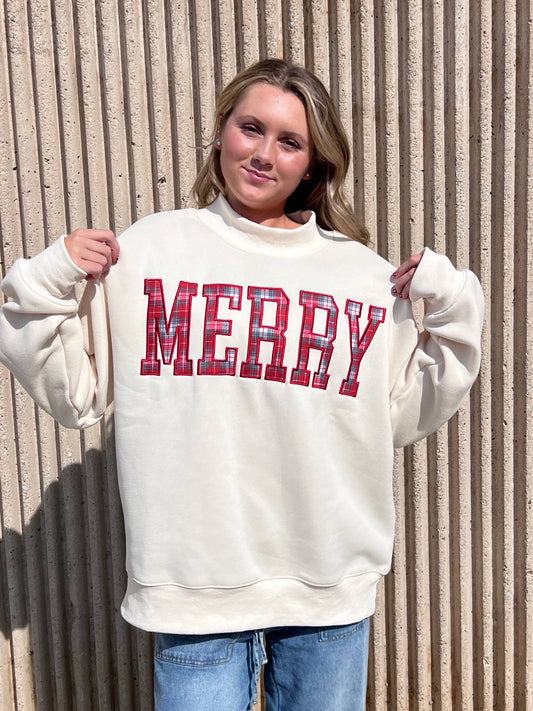 Merry Plaid Mockneck