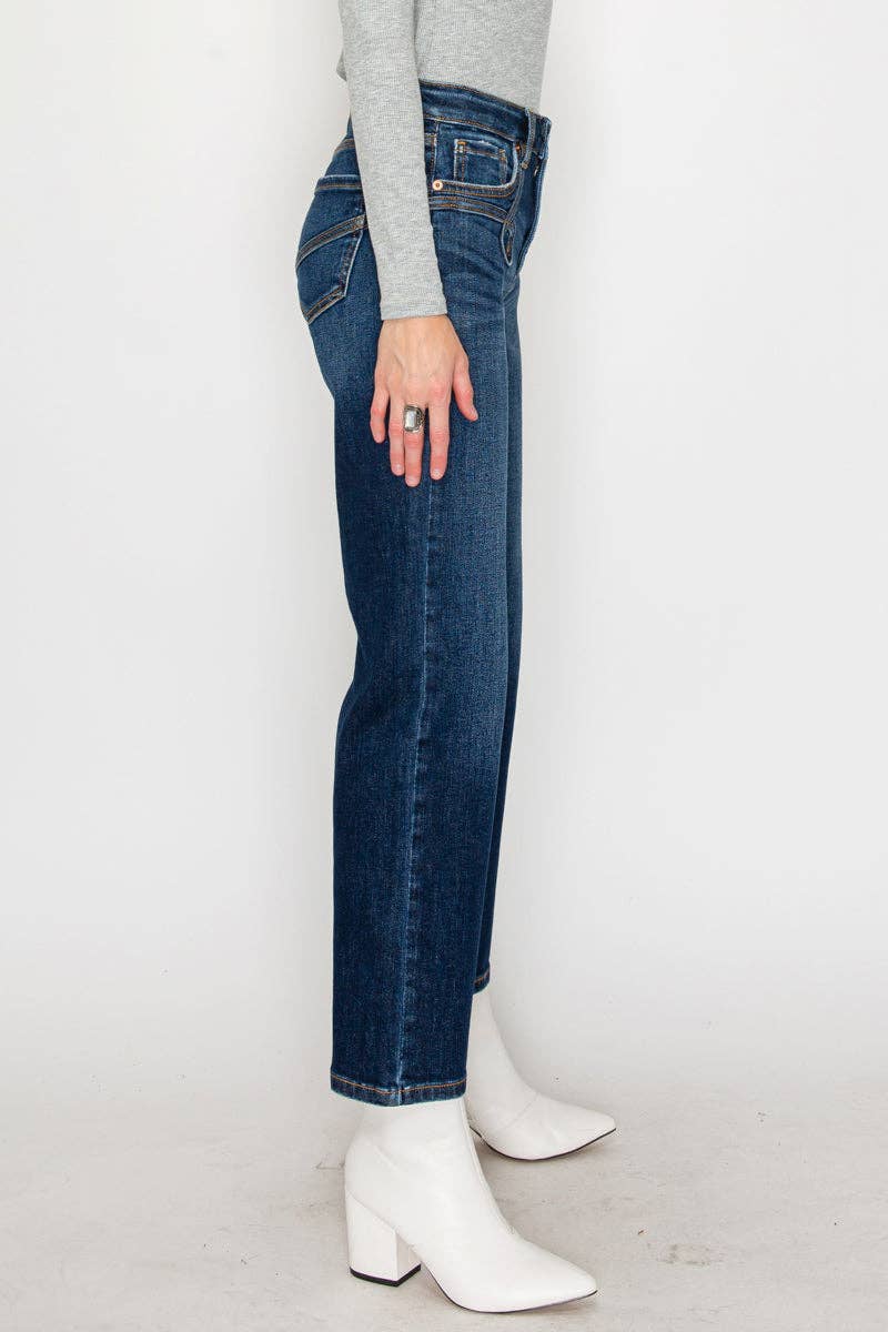 High Rise Straight   Western Detail Design Jeans