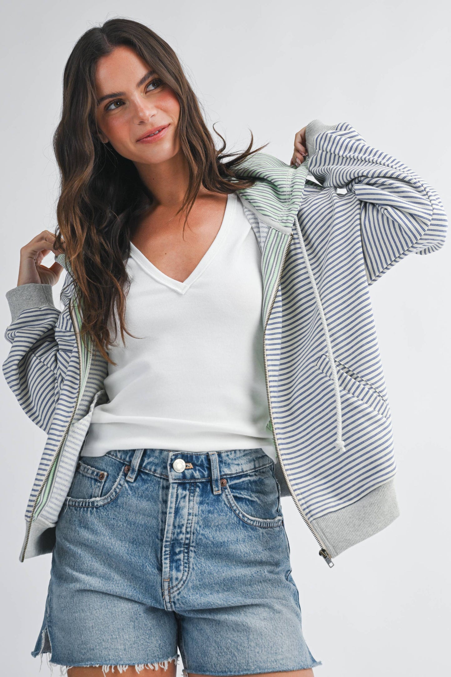5189HK Striped Zip Hoodie