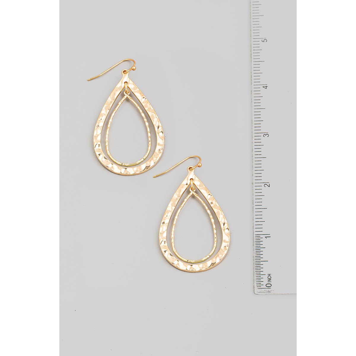 Metallic Layered Tear Dangle Hook Earrings
