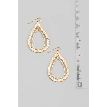 Metallic Layered Tear Dangle Hook Earrings