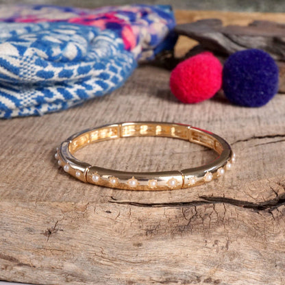 Gold Eternity Stretch Bangle Turquoise