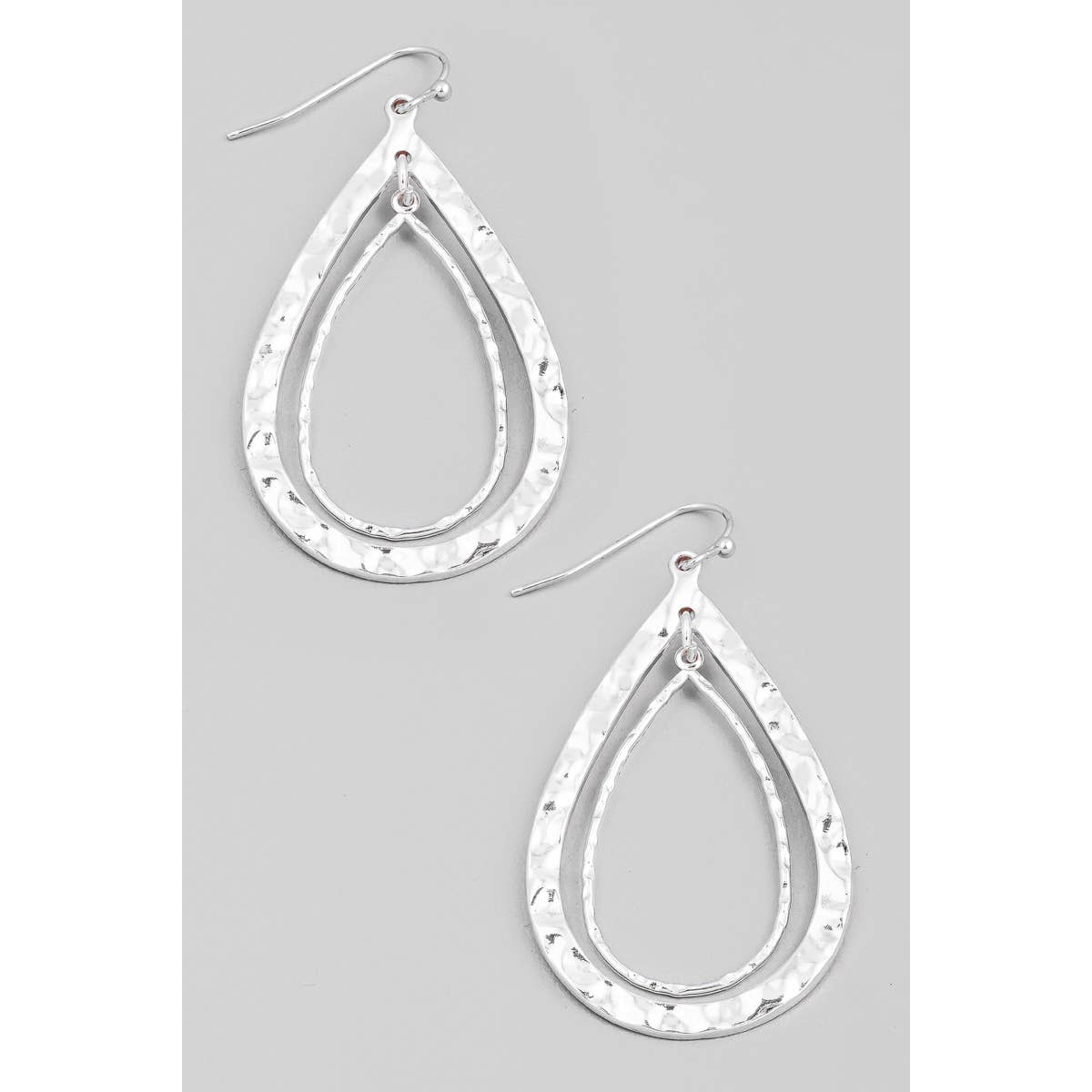 Metallic Layered Tear Dangle Hook Earrings