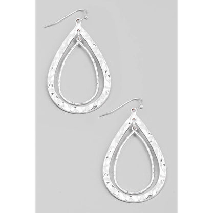 Metallic Layered Tear Dangle Hook Earrings