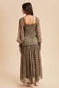 SMOCKED FLORAL MAXI DRESS