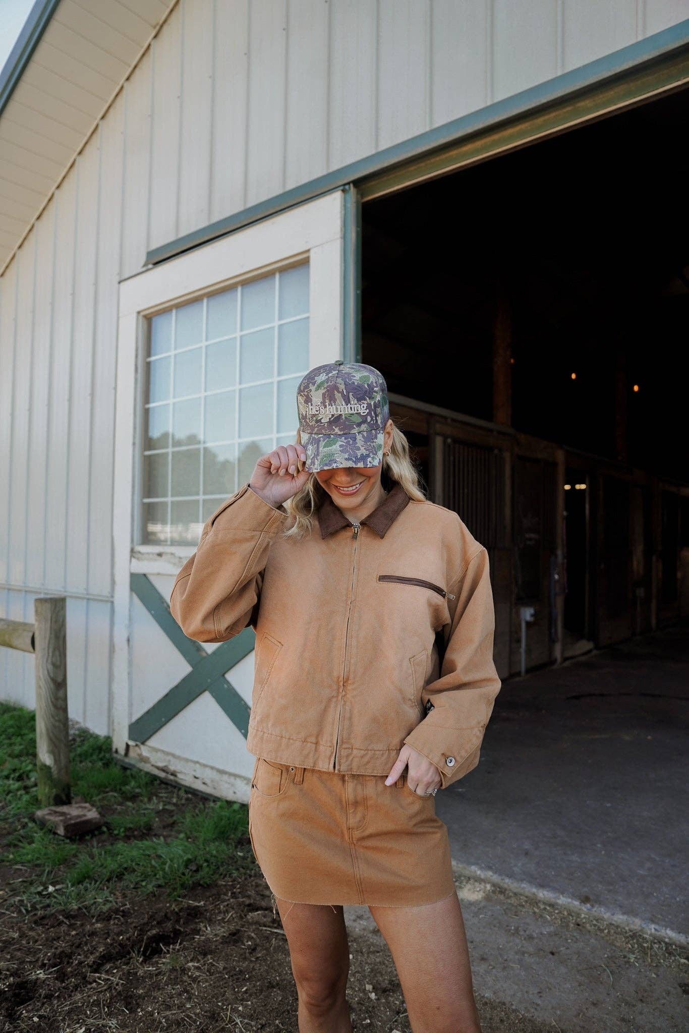 He's Hunting Camo Vintage Trucker Hat