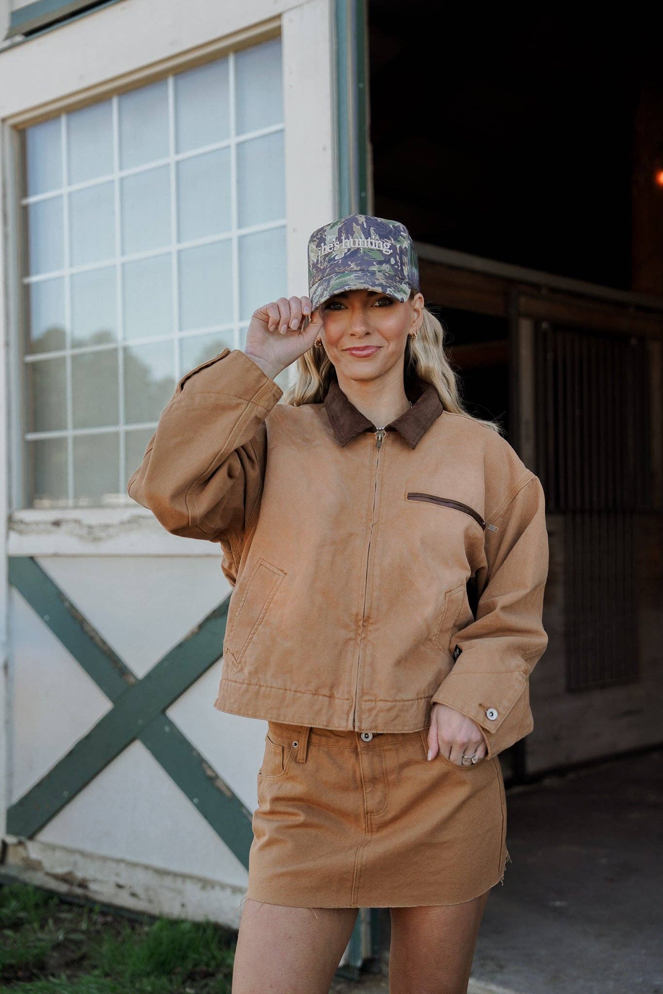 He's Hunting Camo Vintage Trucker Hat