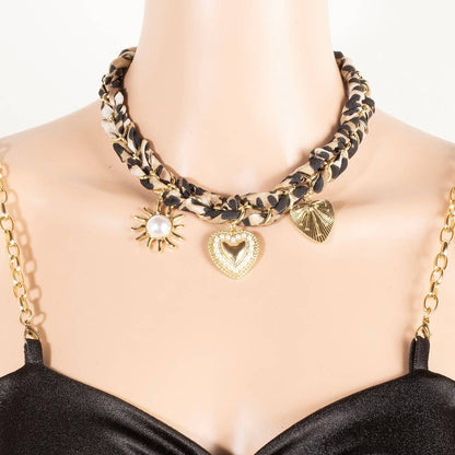 Charms Leopard Braided Bandana Necklace