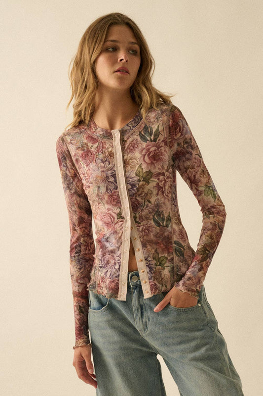 Floral Mesh Top
