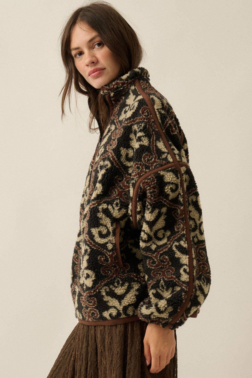 Ornate Sherpa Fleece Pullover