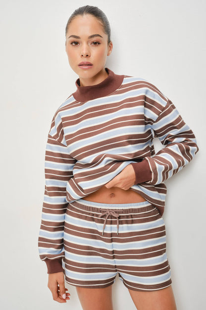 RYLAND MOCK NECK STRIPED FLEECE SWEATSHIRT (Set Option)