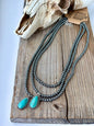 3 Layer Beaded Necklace w/ Teardrop Turquoise