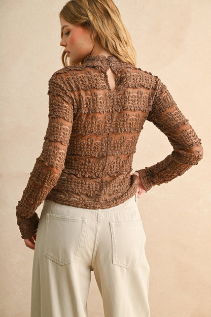 LACE TEXTURED LONG SLEEVE