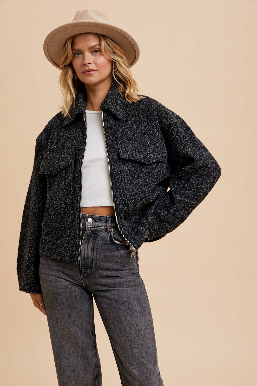 COLLARED BOUCLE JACKET