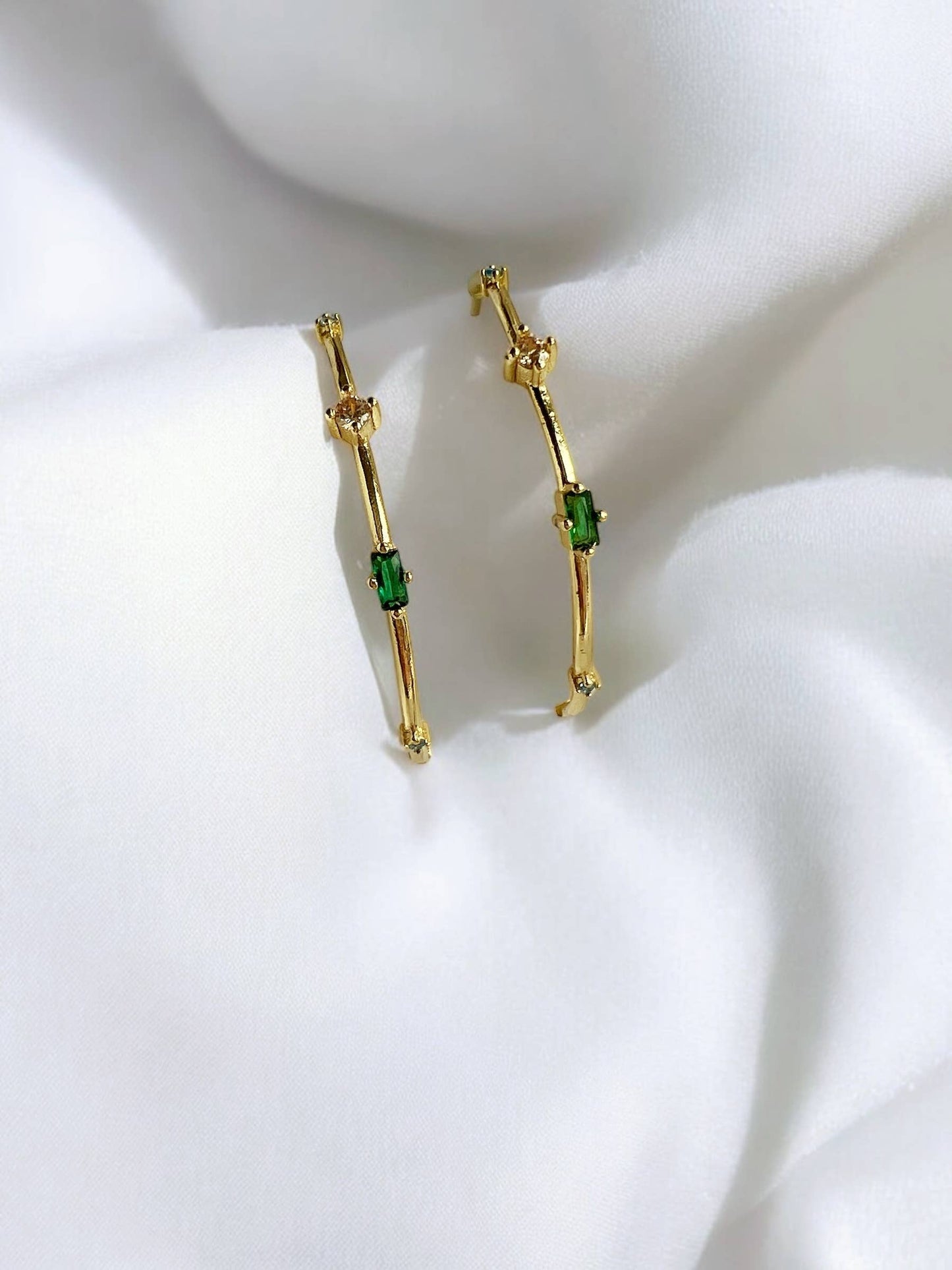 Emmie Colorful Rhinestone Hoops Earrings