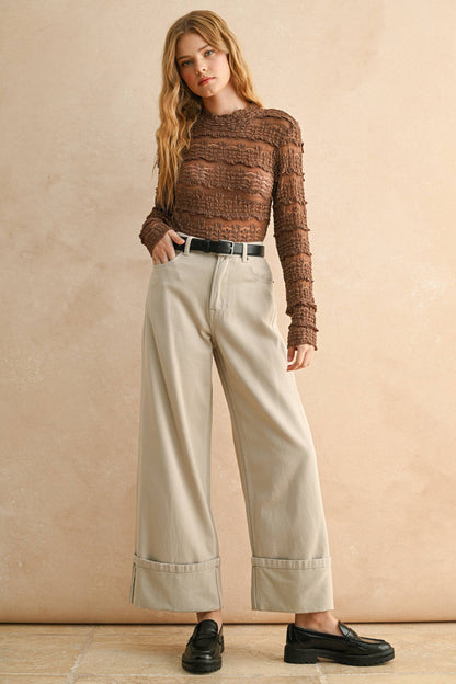 LACE TEXTURED LONG SLEEVE