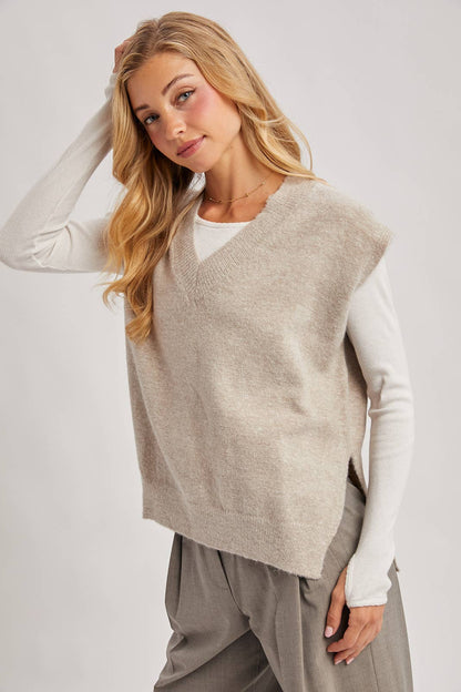 Oversized Knit Vest Oatmeal