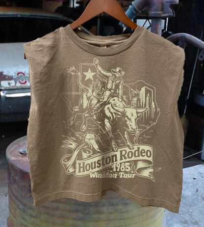 Houston Rodeo 1985 Finals Boxy Midriff Muscle top