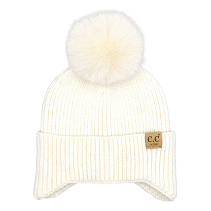 CC Toasty and Warm Pom Ear Flap Kids Beanie