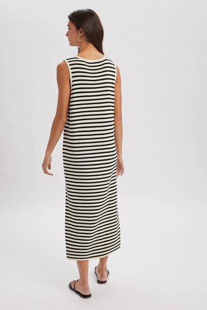 Striped Midi Black Combo Dress