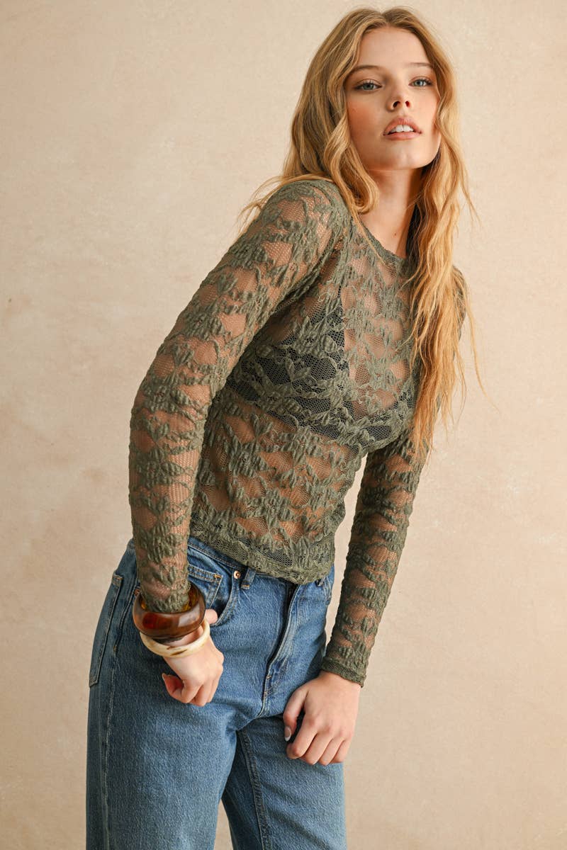 Floral Textured Long Sleeve Cream