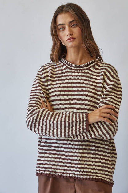 Stripe Knit Sweater Chocolate