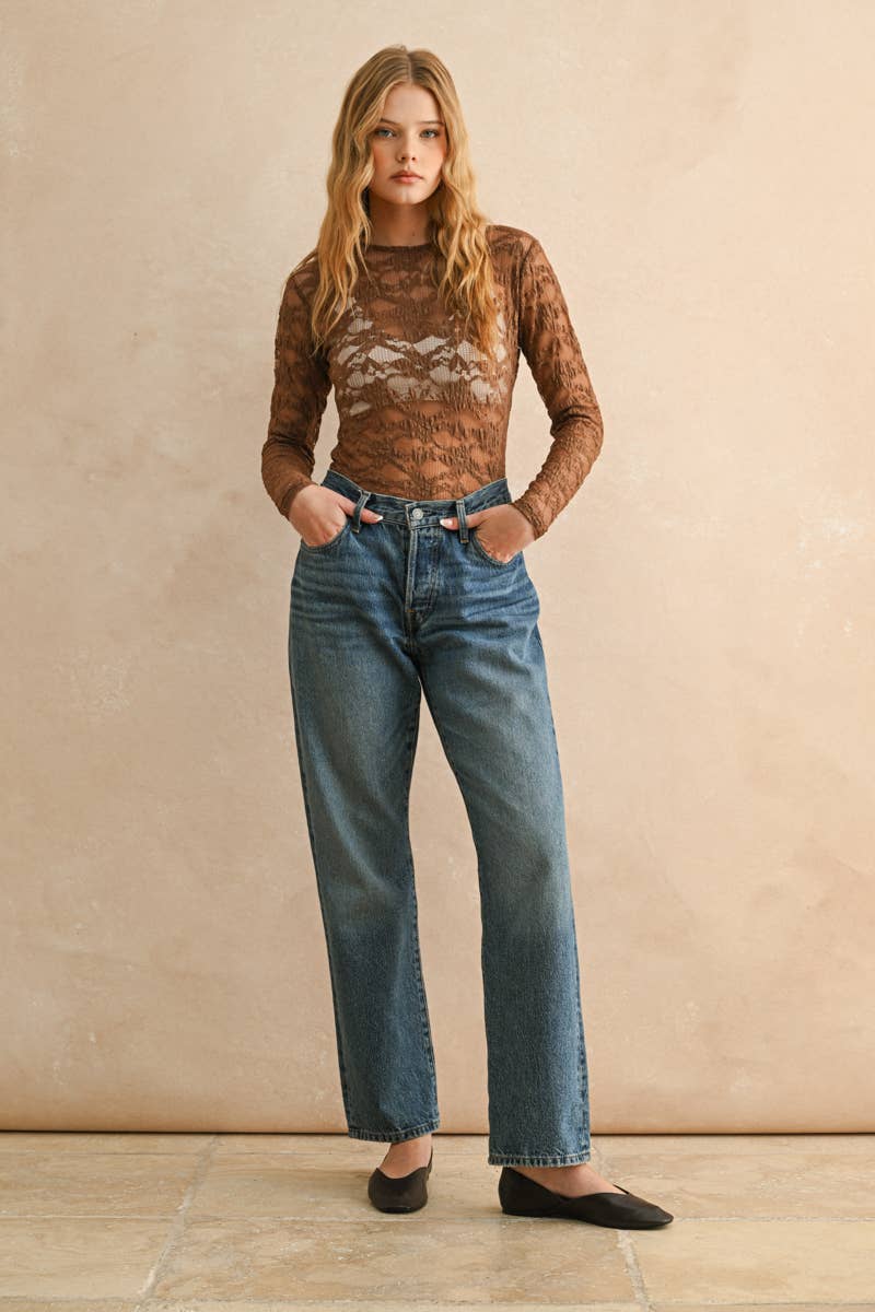 Floral Textured Long Sleeve Cream