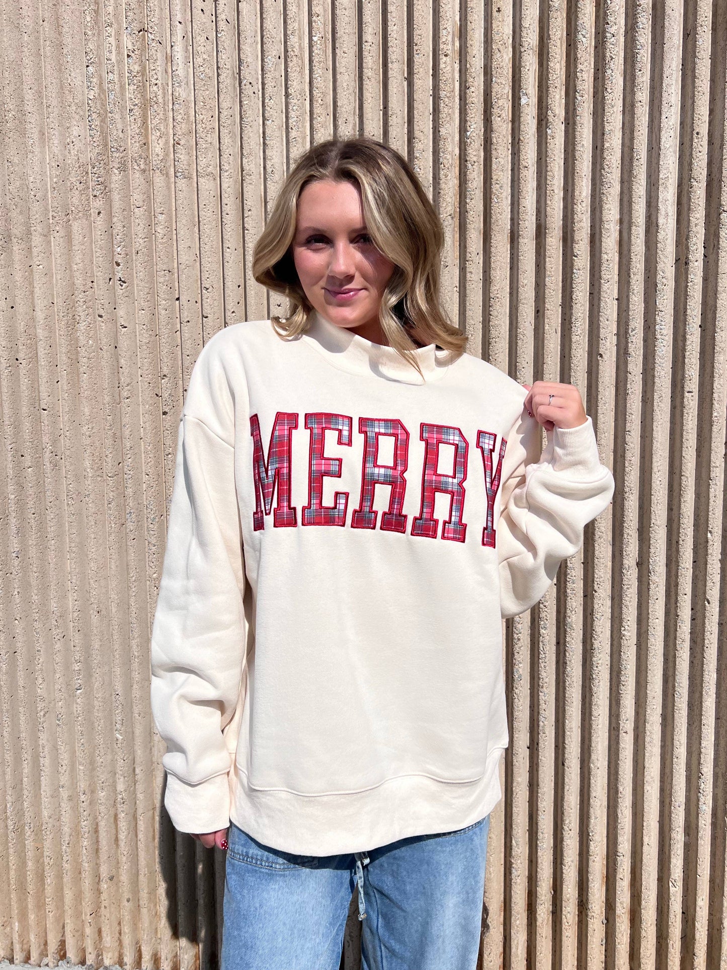 Merry Plaid Mockneck