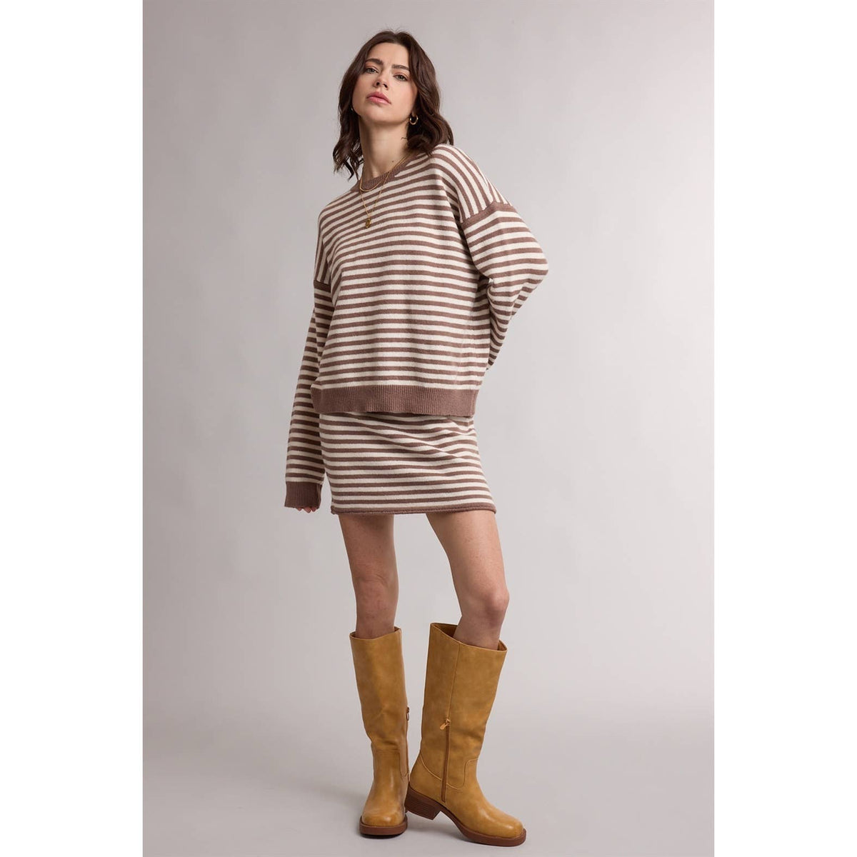 Striped Sweater Skirt + Sweater Set