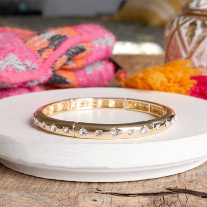 Gold Eternity Stretch Bangle Turquoise