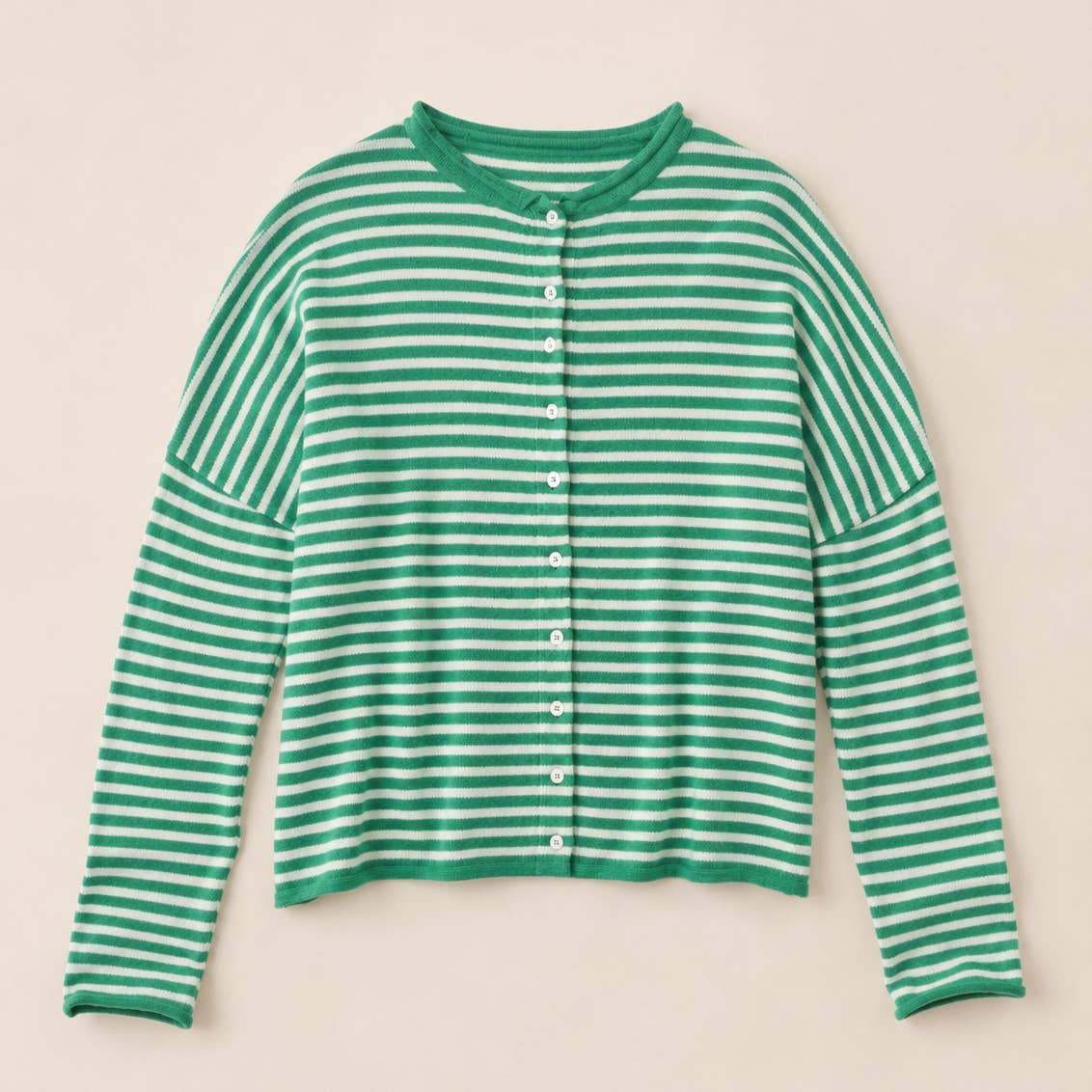 Soft Stripe Knit Sweater Cream + Brown