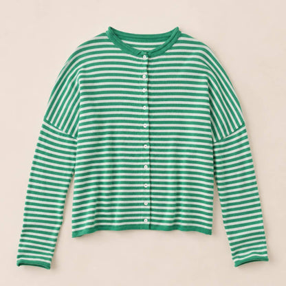 Soft Stripe Knit Sweater Cream + Brown
