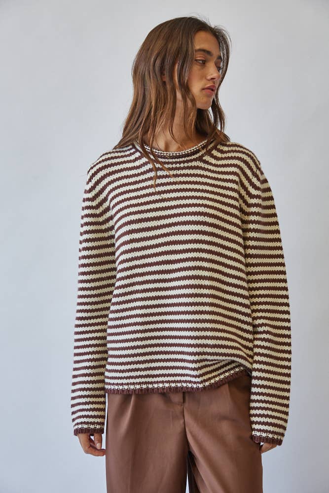 Stripe Knit Sweater Chocolate