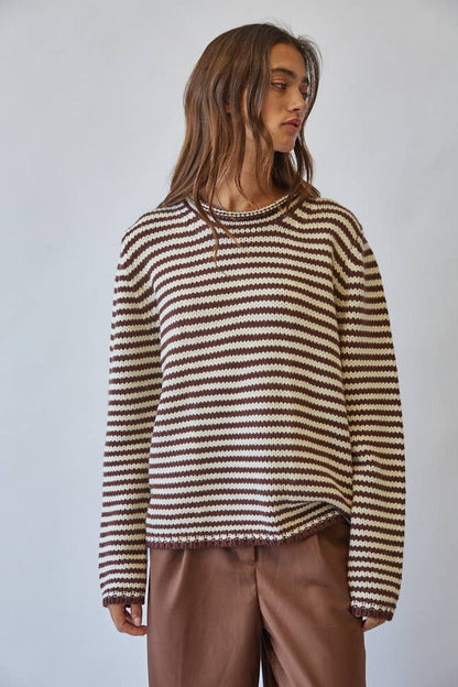 Stripe Knit Sweater Chocolate