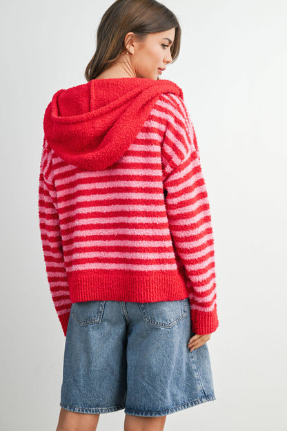 Pink Combo Stripe Zip-Up