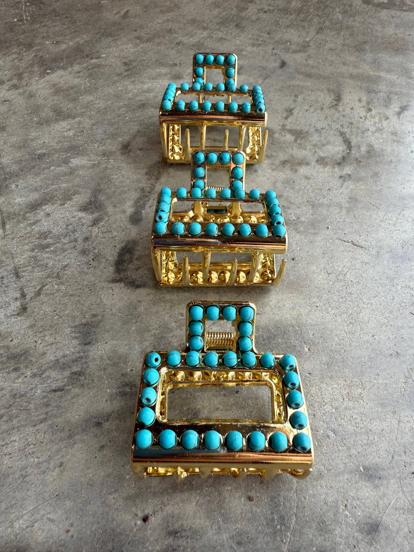 Mini Square Turquoise Claw Hair Clip
