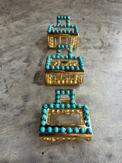 Mini Square Turquoise Claw Hair Clip