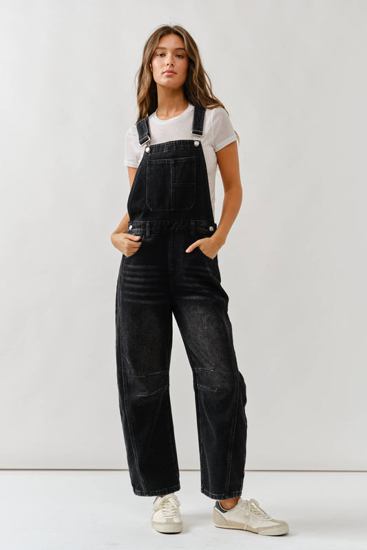 RELAX FIT BLACK DENIM OVERALL