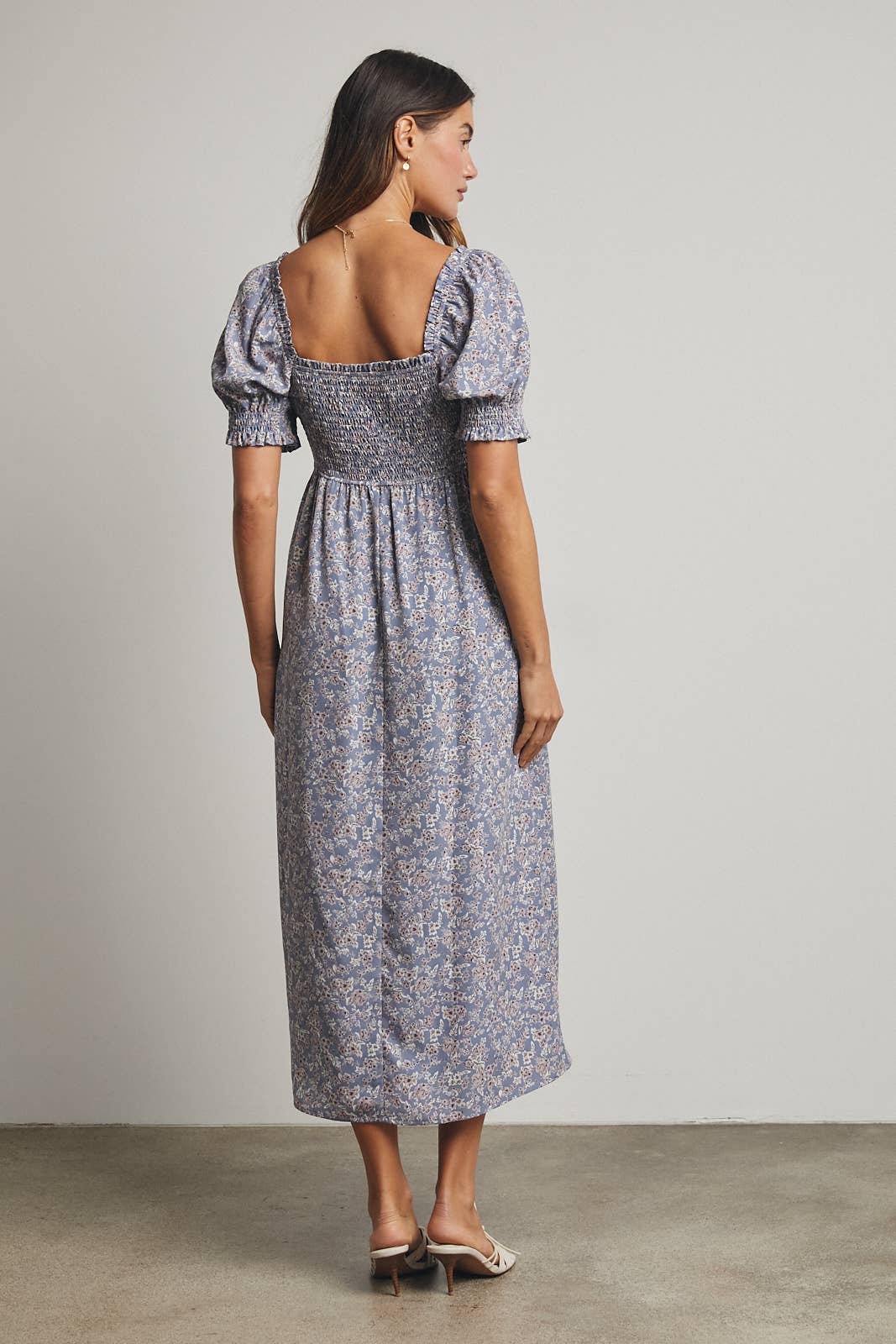 Floral Ruched Midi Dress