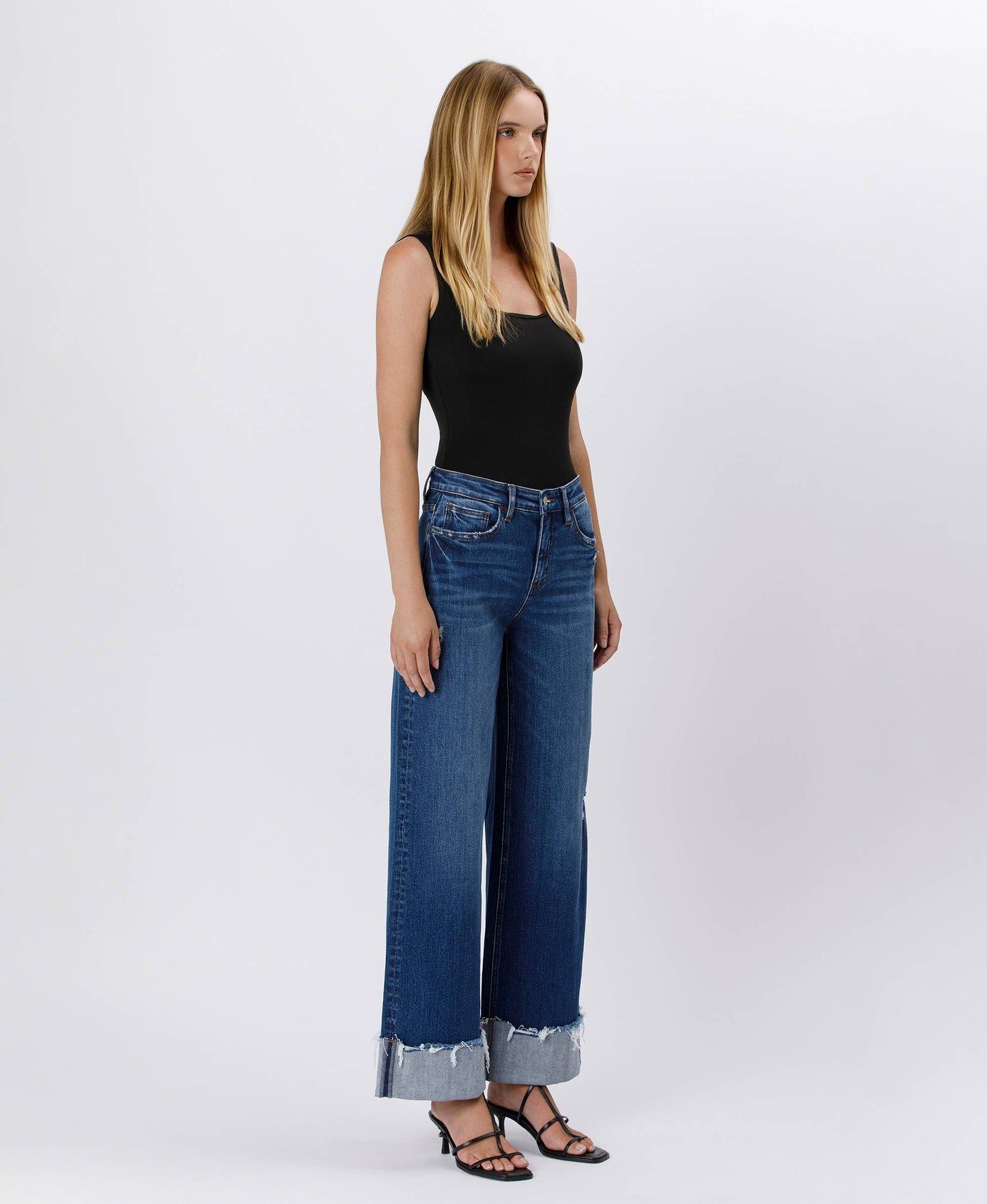 High Rise Cuffed Baggy Jean
