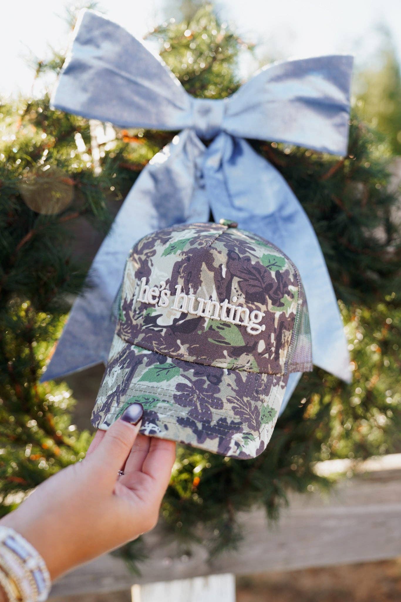 He's Hunting Camo Vintage Trucker Hat
