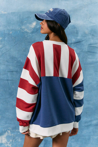 Lace Trim American Sweatshirt